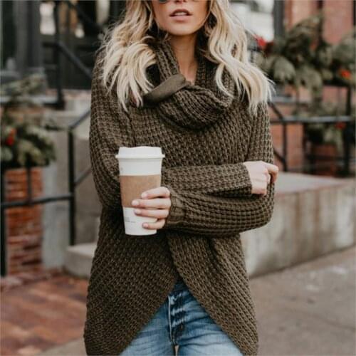 2021 Autumn Winter Sweater Women Turtleneck Pullovers Buttons Solid Color Korean Top Knit Plus Size Harajuku Beige Khaki Clothes