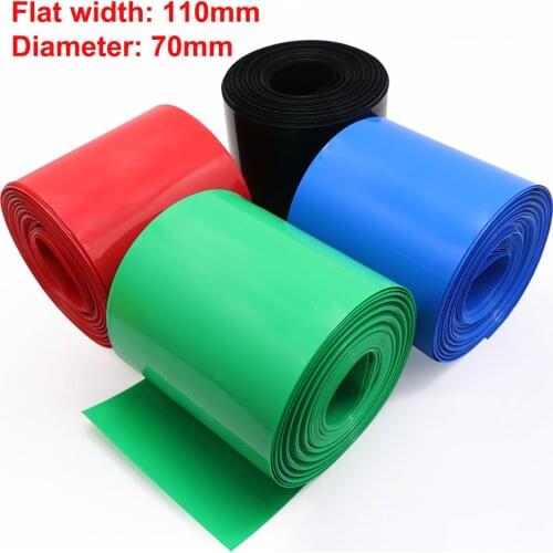 1M Width 110mm PVC Heat Shrink Tube Dia 70mm Lithium Battery Pack Wrap Cover Skin Insulated Film Protection Sleeve Sheath