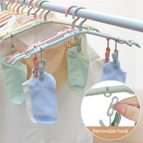 1pcs Bathroom Household Clothes Rack Folding Hanger Multi-Function Portable With Clip Drying Rack Non-Slip Hanger