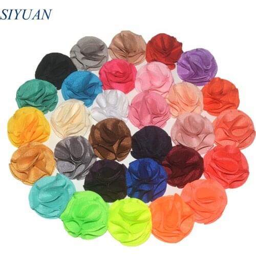 120pcs/lot Artificial Colorful Chiffon Rossette Rose FLower Kids Dress Headwear Accessories 30 Color for you Choose FH30