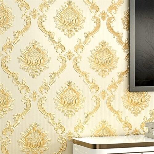 Beibehang High-end European luxury living room bedroom background wall AB version of non-woven wallpaper 3D solid thick