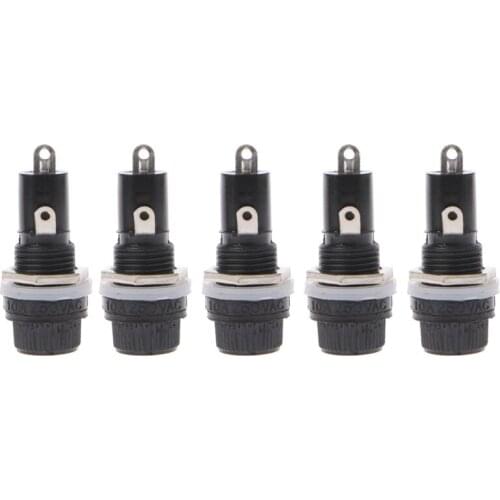 5Pcs/Set Panel Mount Chassis Fuse Holder for 5x20mm Glass Fuses 10A 250V