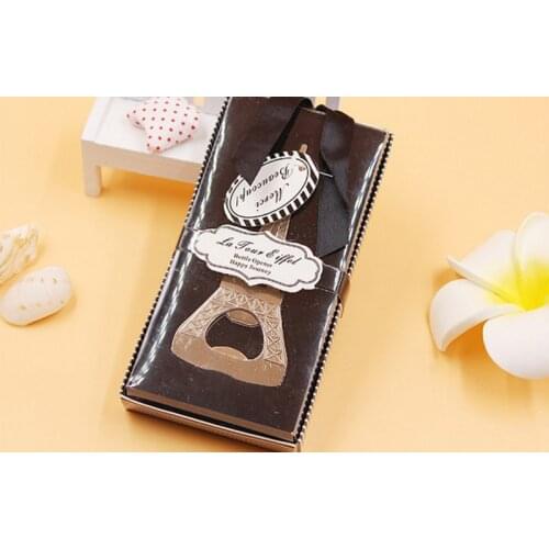 50 pcs/lot Creative novelty home party items Eiffel Tower bottle opener wedding favors gift for boy