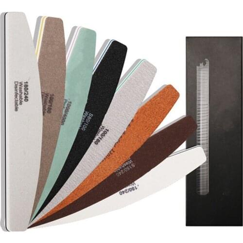 8 Pcs/pack lime Professional Nail Files 80/100//150/180/240/1000 Grit Nail Polish Set limas Nail File Manicure Tools Kit