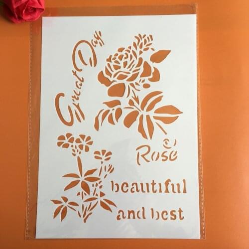 A4 29 * 21cm Rose DIY Stencils Wall Painting Scrapbook Coloring Embossing Album Decorative Paper Card Template