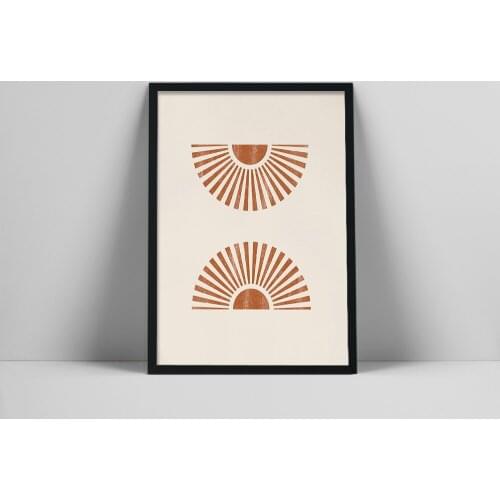 Abstract Sun Rays Art Print | Minimalist Poster | Mid Century Modern Artwork | Minimal Nature Poster | Earth Tone Art | Wa| Nara