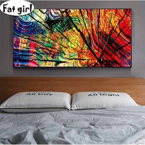 Abstract Visual Art 5D diy diamond painting mosaic Colourful Annual Ring square round drill embroidery Rhinestone patch sale