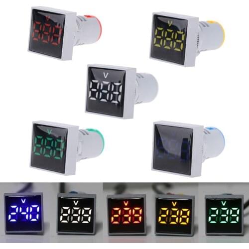 AC 20-500V Voltmeter Volt Meter Panel LED Digital Voltage Indicator Light 22mm Square