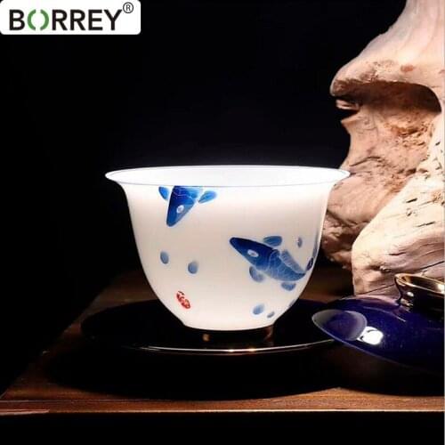 BORREY China Ceramic Gaiwan Teapot Cup Set White Porcelain Tureens Gaiwan Travel Kung Fu Tea Set Bone China Tea Bowl Puer Kettle