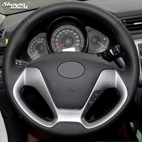 Shining wheat Genuine Leather Steering Wheel Cover for Kia K3 2013 Kia K2 2015 Kia Ceed Cee'd 2013 2014 Kia Cerato 2013-2015