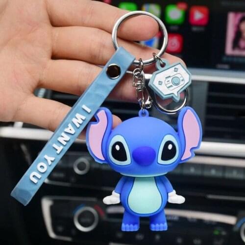 Disney Kids Toys Keychain Stitch Cartoon Figure Doll Charms Car Pendant Keyrings Anime Stitch Keychain for Boys Girls Bag Gifts