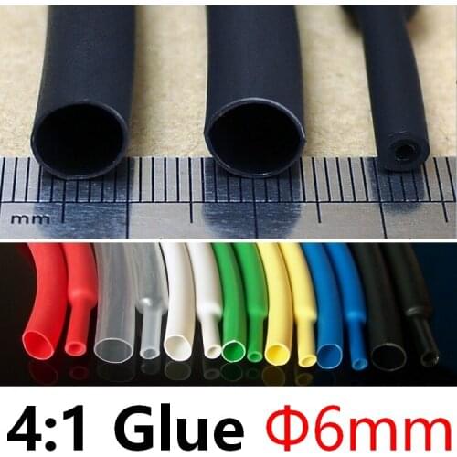 Diameter 6mm Heat Shrink Tube 4:1 Ratio Dual Wall Thick Glue Waterproof Wire Wrap Insulated Adhesive Lined Cable Slveeve