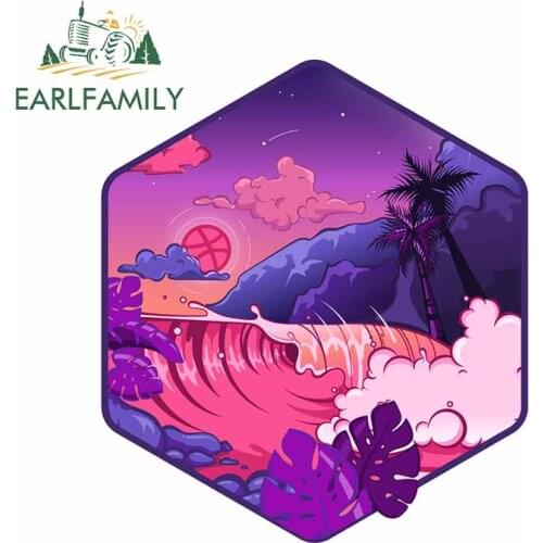 EARLFAMILY 13cm x 11.6cm For Summer Waves Personality Creative Car Stickers Car Door Protector Decal Waterproof for VAN RV