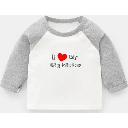 I love my big brother sister Print Tee Baby Long Sleeve T-shirts Cotton Kids T Shirt Tops Girl Boy Gift Childs Christmas Present