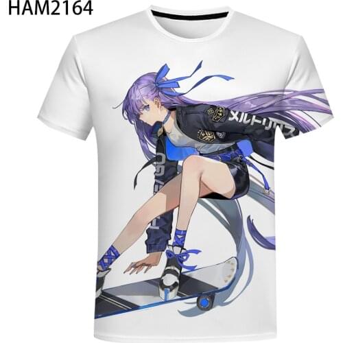 Mens Womens Round Neck Short Sleeve T-Shirt Summer New Anime 3D Printing Lovers Street Fashion Leisure Childrens Pullover