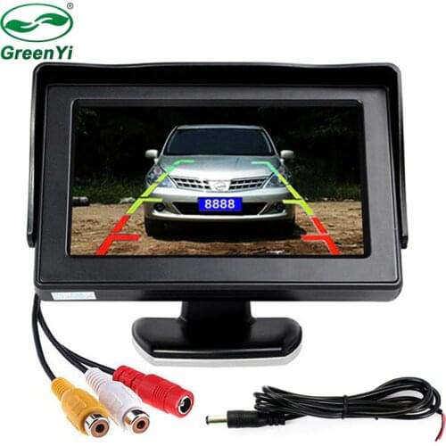 GreenYi 4.3" TFT Color LCD Car Monitors Reverse Rearview 16:9 4.3 Inch Car Monitor For Camera DVD VCD 2 Video Input