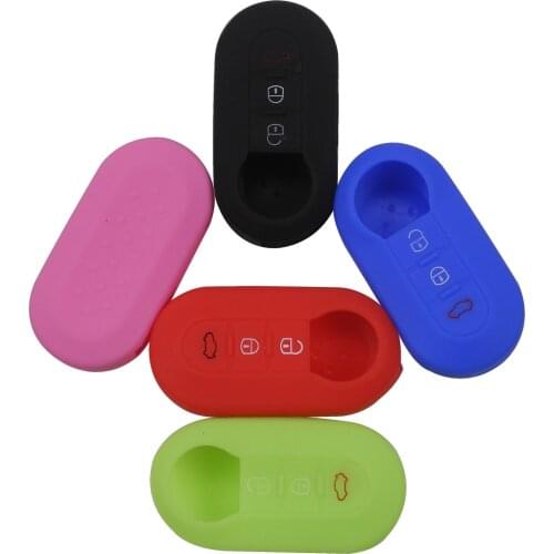 Kutery 10pcs 3 Buttons Key Case Silicone Protect Shell For Fiat 500 Panda Punto Bravo Car-Styling