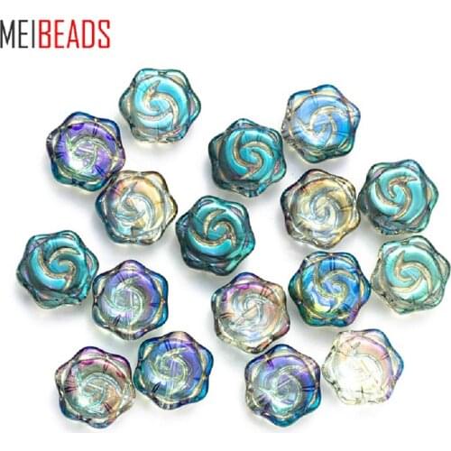 MEIBEADS 20pcs/lot 15 mm Colorful Crystal Plum Flower Shape Beads For Accessories Bracelet DIY Jewelry Making EY6070