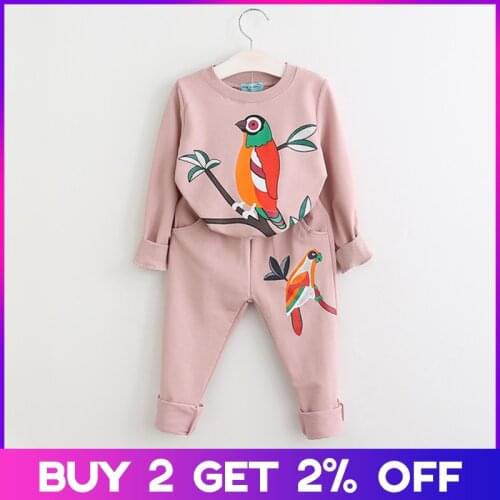 Menoea Clothing Sets New Spring Autumn Girls Clothes Cartoon Pattern T-shirt+Pants for Suits for3-7 Kids