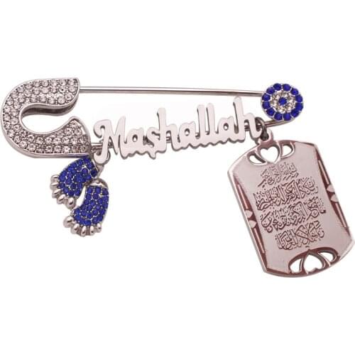 Muslim Quran Vanyakad Mashallah Turkish evil eye Stainless Steel brooch Baby Pin