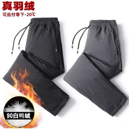 2022 Mens Outerwear Winter Elastic Waist Exercise Ankle-Tied Thickened Thermal down Pants
