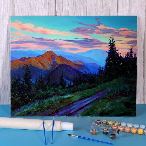 Landscape Evening Sky DIY Painting By Numbers Set Oil Paints 40*50 Painting On Canvas Paintings For Kids For Wholesale