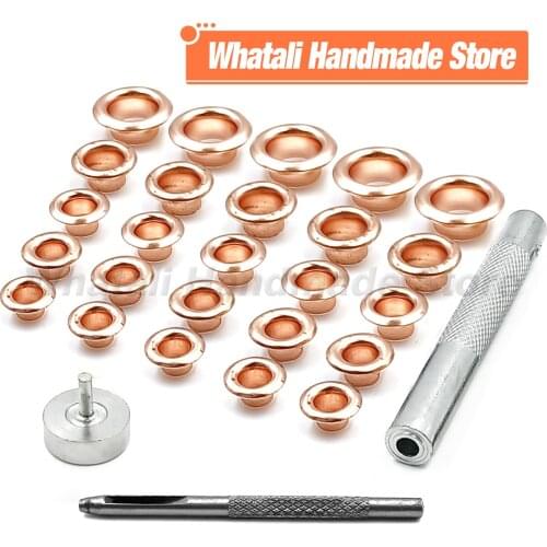 100set Rose Gold Color Metal Eyelet Grommets With Eyelet Punch Die Tool Set For DIY Shoes Belt Clothing Leathercraft Accessories