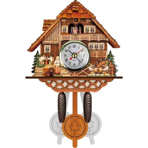 Cuckoo Wall Clock Chime Alarm Clock Retro Clock Wooden Living Room Clock Vintage Cuckoo Wooden Hanging Cuckoo Wall Clock L3