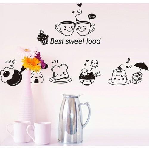 40*20cm Black Wall Stickers Best Sweet Food DIY Wall Arts Oven Dining Hall Removable Wallpaper Kitchen Dining Room Wall Decals