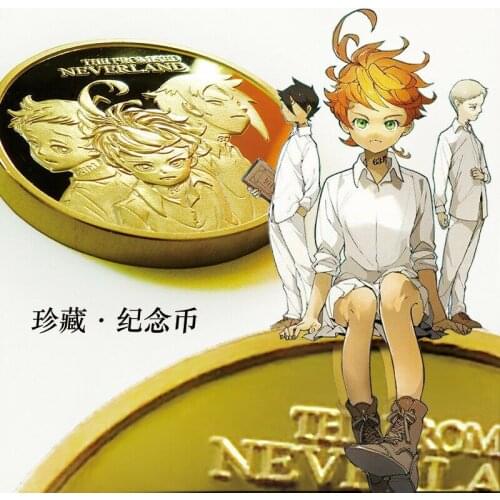 New Anime The Promised Neverland Emma Norman Ray Souvenir Metal Coin Gold Collection Gift