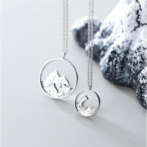 Sole Memory Couple Romantic Sweet Gift Ocean Mountain Vows 925 Sterling Silver Clavicle Chain Female Necklace SNE484