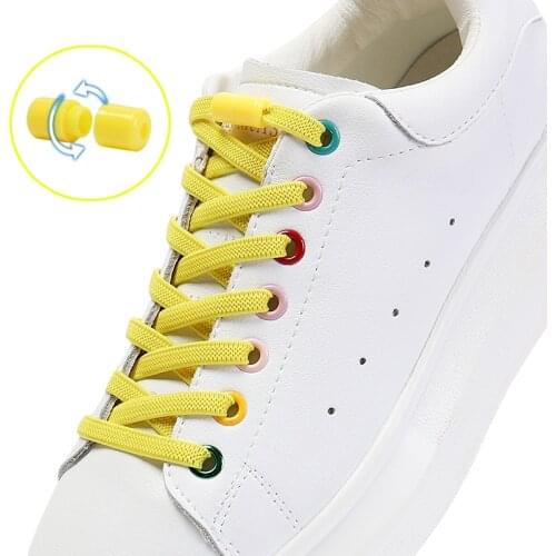 New Flat Shoelaces Elastic Suitable for all shoes No tie shoelace Round plastic capsule lock Adult children Universal Lazy lace