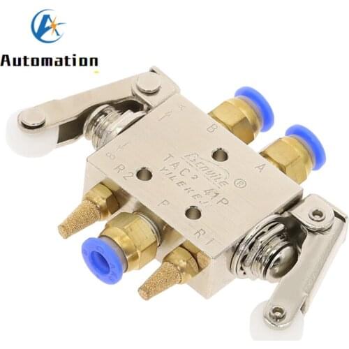 Pneumatic Mechanical Valve TAC2-41PP Exhaust valve 2 Position 5 Way 1/8 Thread Double Head Roller Lever Switch Valve Fittings