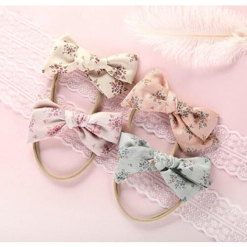 Girls Floral Headbands Baby Bows Hair Band Children Nylon Elastic Hairband Toddler Soft Hair Accessories Kids Gift Dropshipping