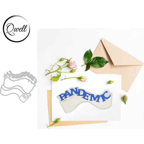 QWELL Words Stitched Banner Hollow Frame Metal Cutting Dies For DIY Scrapbooking Album Crafts Cards Making Template Dies 2020
