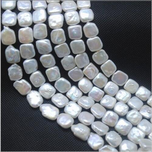 Recommendation natural cultured freshwater pearl strings square shape top AAA quality size 12mm for charms bracelets making