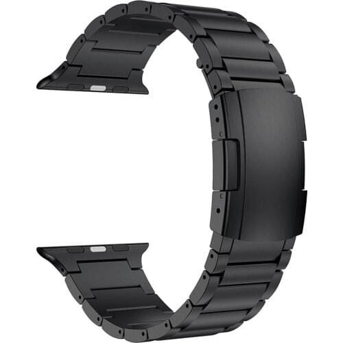 GORPIN for Apple Watch 44MM 42MM Band, Titanium Metal Watch Strap for Apple Watch Series 5 4 3 2 1 Bracelet Black