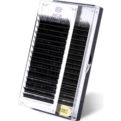 Zwellbe 16rows/case 7~15mm CD Individual Eyelash Extension 3D Volume Soft Glossy Black False Eyelashes cilia cilios Makeup Tool
