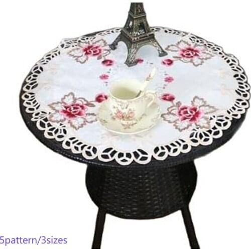 Luxury white lace satin Tablecloth embroidery dining kitchen tea coffee Table Cover cloth placemat Christmas party Wedding decor