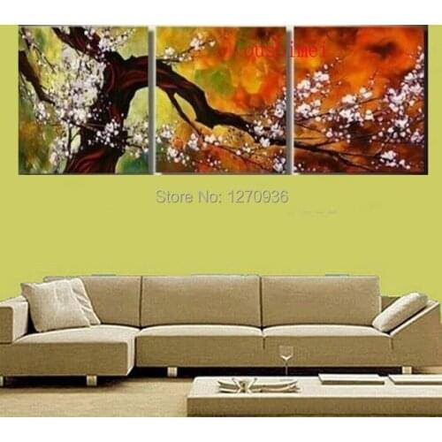 Hand Painted Oil Painting On Canvas Plum Blossom Tree Wall Art Pictures For Living Room Wall Decor Hang Paintings Craft