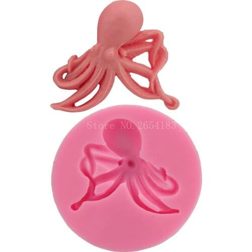 Sea Animal cuttlefish octopus Silicone Fondant Soap 3D Cake Mold Cupcake Jelly Candy Sugar Decoration Baking tool Moulds FQ2201