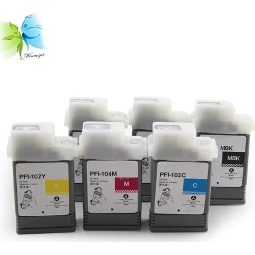 WINNERJET PFI102 Compatible Ink Cartridge Filled with Dye Ink and Pigmnet Ink For Canon IPF650 655 750 755 760 765 Printer