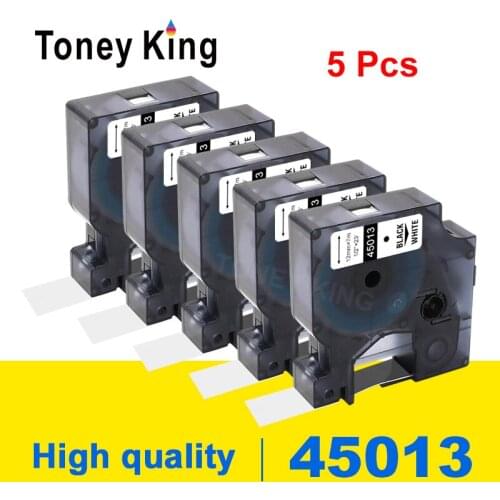 Toney King DYMO D1 45013 Black on White 5pcs 12mm Refill Lable Tape Compatible For Printer Dymo LabelManager 160 210D 280