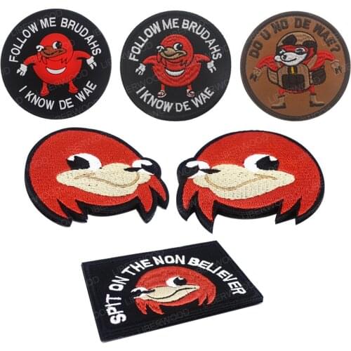 Ugandan Knuckles Patch Follow me I Know De Wae Hook & Loop Patch Black Patch Badge