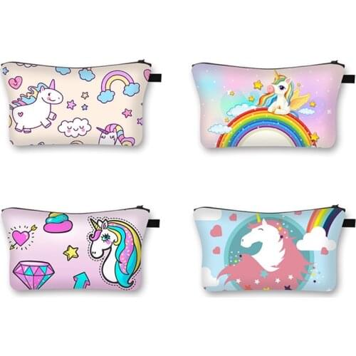 Unicorn Sloth Print Pattern Women Travel Storage Bag Toiletries Organize Cute Cosmetic Bag Portable Make Up Bag