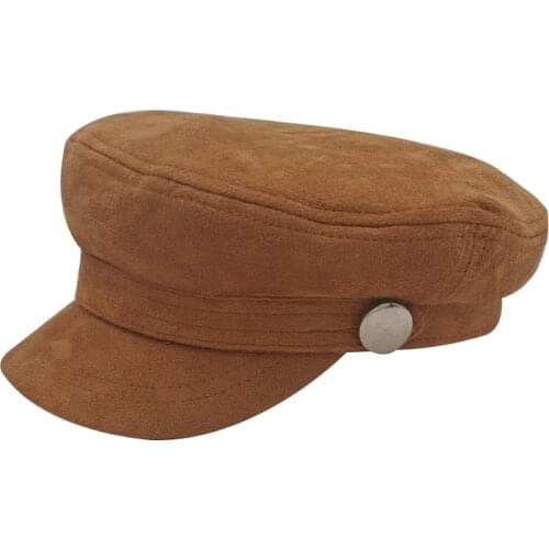 Women Hats Solid Plain Octagonal Newsboy Fashion Cap Ladies Casual Warm Winter Beret Female Caps with Silver Buttons Decoration