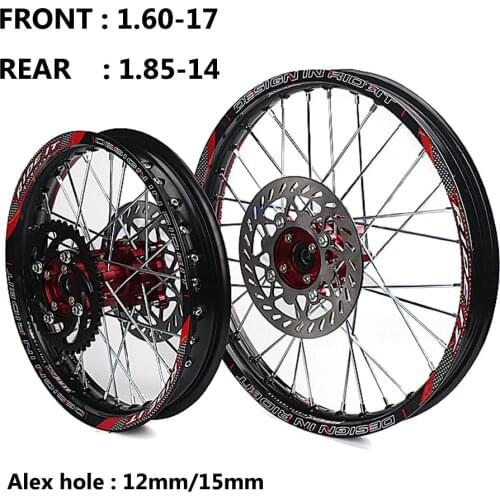 1.60-17 & 1.85-14 inch Front Rear Alloy Wheel Rim with CNC Hub brake disc For KAYO HR-160cc TY150CC Dirt Pit bike 14/17 inch
