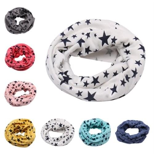 Autumn Winter Outdoor Neck Warmer O Ring Scarf For Kids Baby Cotton Neck Scarf Cute Star Print Children Warm Scarf Kids Collar
