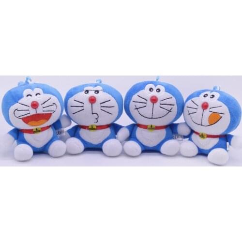 12Pcs/Lot 10CM Random Doraemons Combination Mini Cute Soft Plush Keychain for Bag Key Pendant