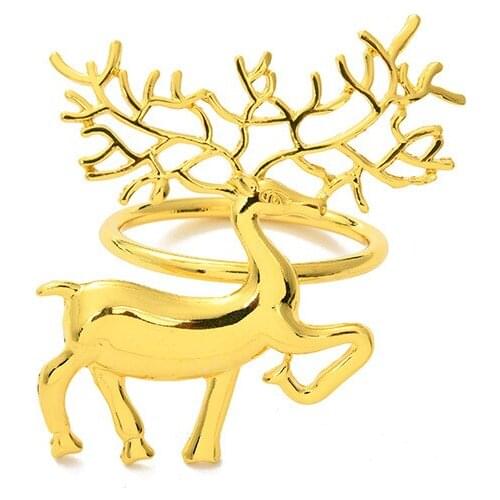 12PCS/Metal Christmas Series Forest Deer Napkin Ring For Christmas Family Party Hotel Wedding Banquet Western Food